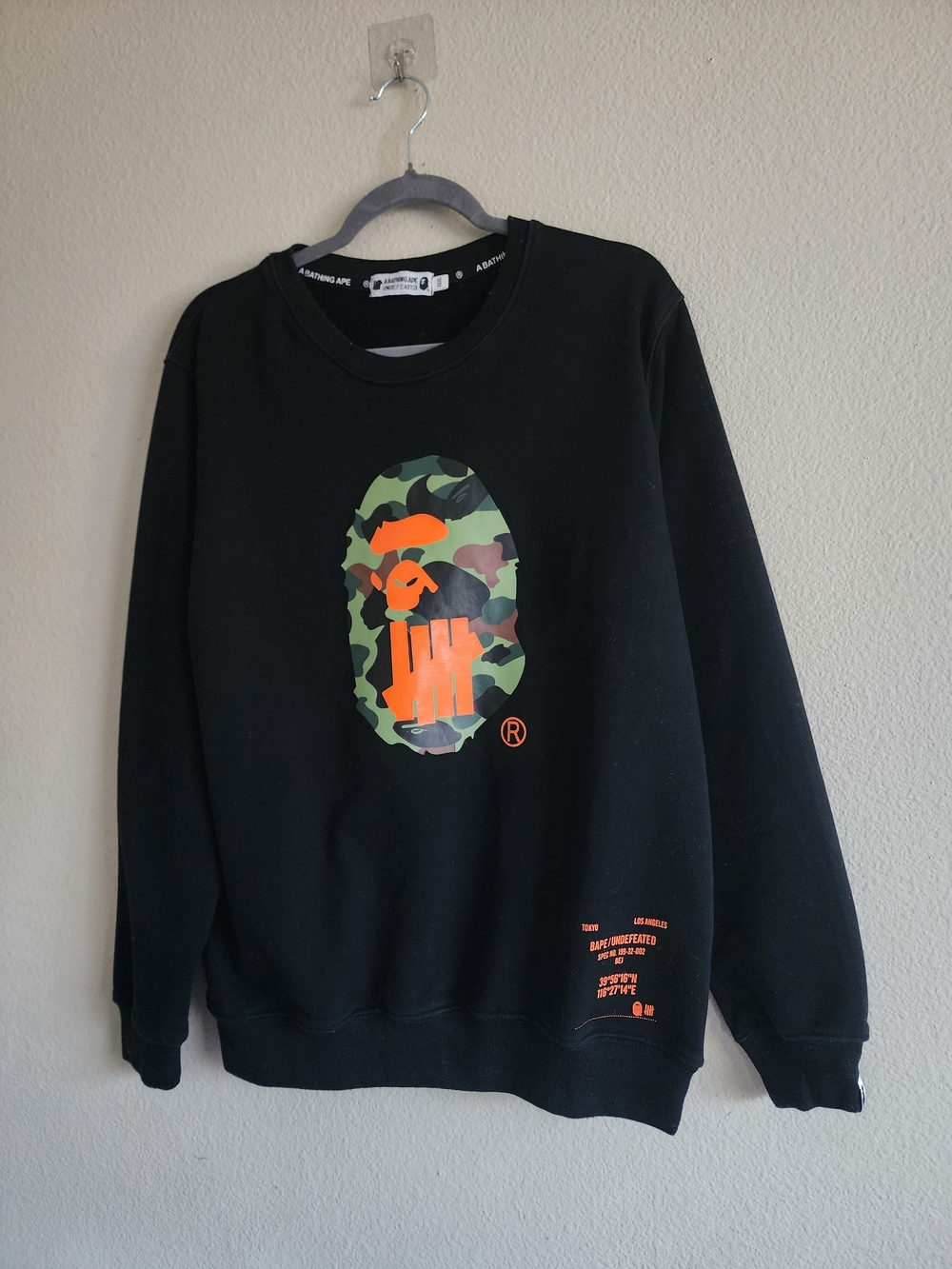 BAPE x Undefeated Camo Ape Head Sweatshirt Size XXXL Fits L 23 Pit to Pit